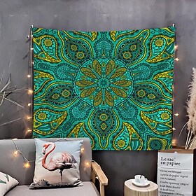 mandala bohemisk veggteppe kunst dekor teppe gardin hengende hjem soverom stue sovesal dekorasjon boho hippie psykedelisk blomsterblomst lotus indisk