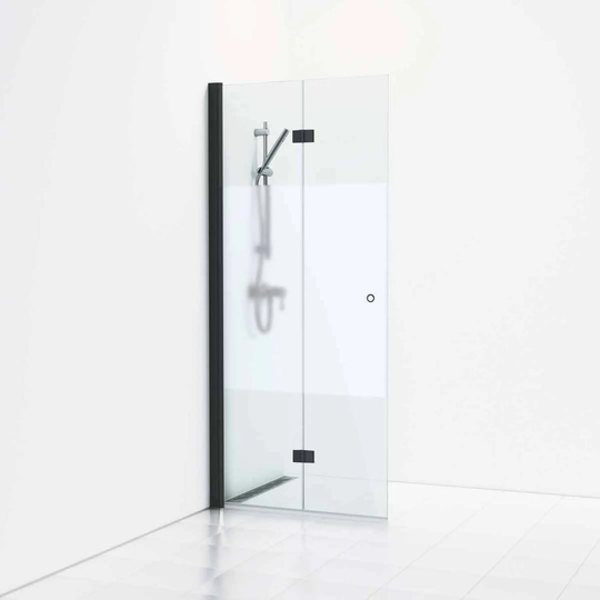 Svedbergs Skoga Dusjdør Leddet Svart Matt / 67cm Halvfrostet Glass
