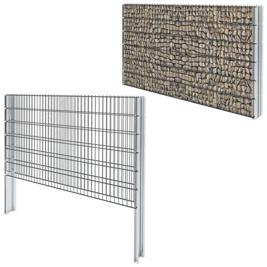 vidaXL 2D gabionhegn galvaniseret stål 2,008x1,23 m 12 m grå