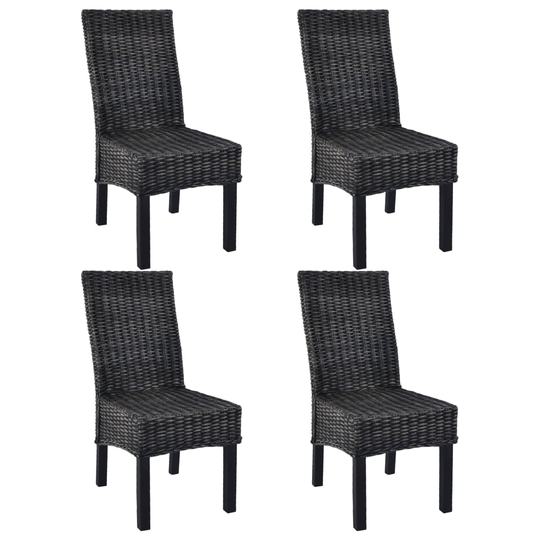 vidaXL spisebordsstole 4 stk. kubu-rattan og mangotræ sort