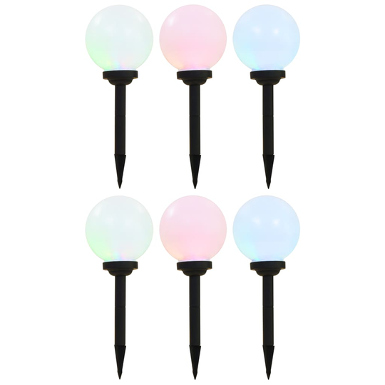 vidaXL udendørs solcellelamper 6 stk. LED kugleformet 20 cm RGB