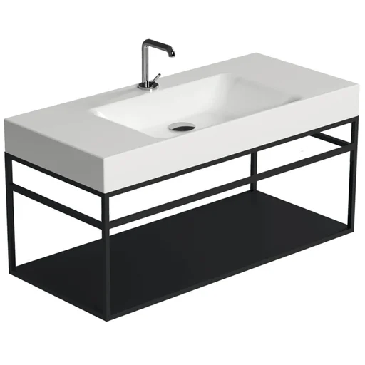 Lavabo Cento 100 veggmodul i stål og matt sort