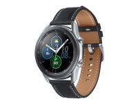 Samsung Galaxy Watch 3 - 45 mm - mystisk silver- smart watch w/ leatherband - Wi-Fi, NFC, Bluetooth (NOT Nordic Approved - No SamsungPay/e-sim)