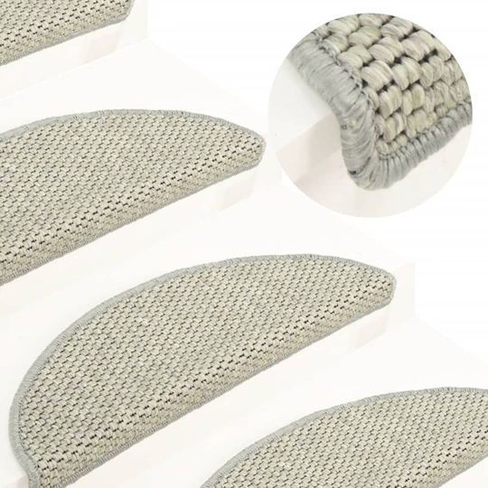 vidaXL selvklæbende trappemåtter 15 stk. 65x25 cm sisal-look grå