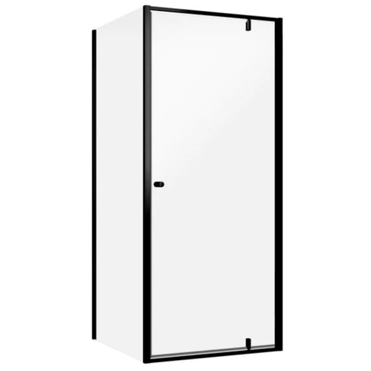 Sealskin Contour Dusjhjørne Kombi (Vegg+dør) - Pivotdør Svart Matt / 90x90cm Klart Glass
