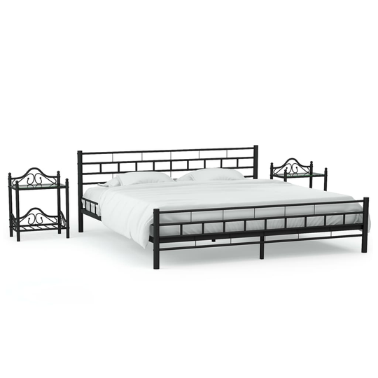 vidaXL sengestel med 2 natborde sort 160 x 200 cm metal