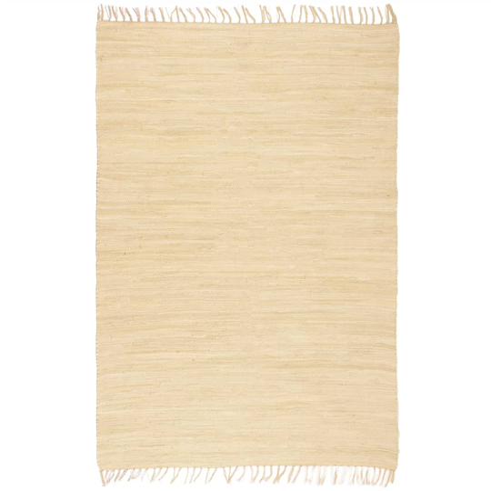 vidaXL håndvævet chindi-tæppe bomuld 120 x 170 cm cremefarvet