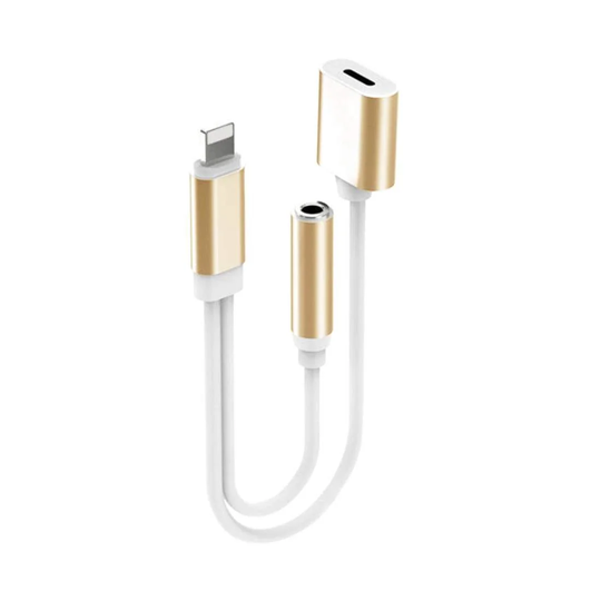 2-i-1 Lightning til 3,5 mm adapter - Guld