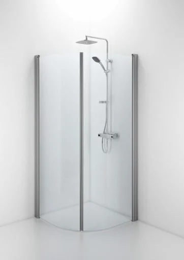 Ifö Space buet dør m/håndtaksprofil 80 cm, Klart glass/Alu profil - Kun 1 dør