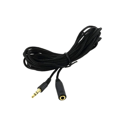 Vævet 3.5mm aux-forlængerkabel - 5 m - Sort