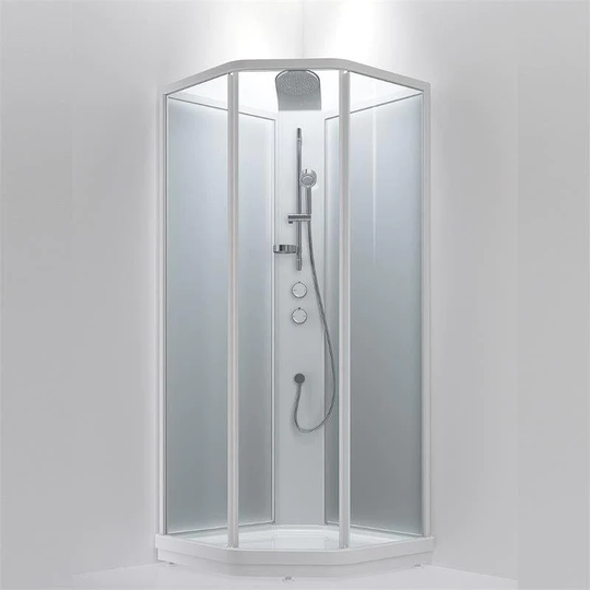 INR Iconic Nordic Rooms Bric 3 Dusjkabinett med Skyvedør Hvit Matt / 100x100cm Klart Glass