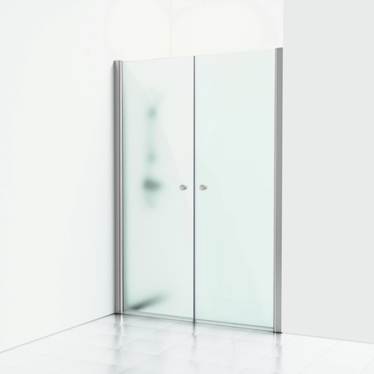 Svedbergs Skoga Dusjnisje Rett Dobbel Krom / 138cm Frostet Glass