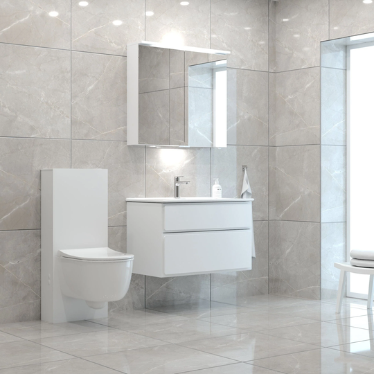 Svedbergs Glassbox Alta Toalettpakke: Veggskål, Soft-close Sete og Sisterne Hvit /