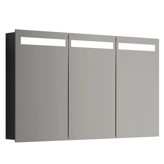 Dansani Mido+ Global Speilskap LED 3 Dører B120xh70cm Svart Struktur / 120cm