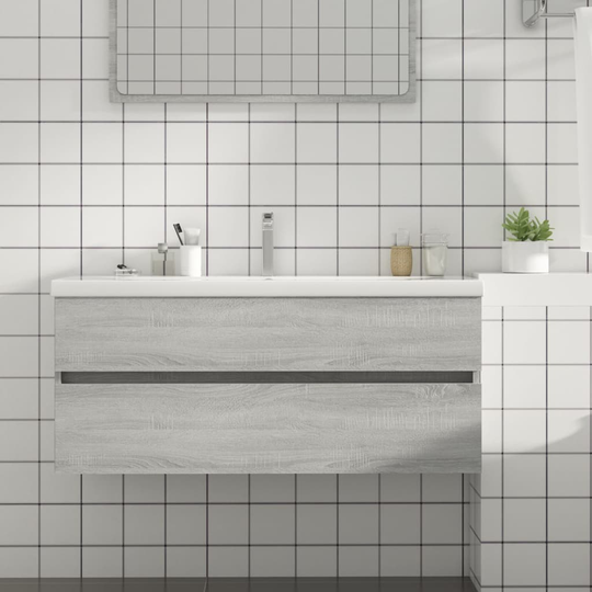 vidaXL badeværelsesskab 100x38,5x45 cm konstrueret træ grå sonoma-eg