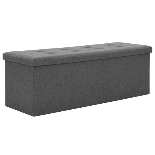 vidaXL foldbar opbevaringsbænk imiteret linned 110 x 38 x 38 cm mørkegrå