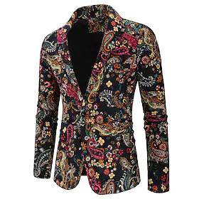 herre blazer cocktail antrekk vindtett varm pustende street gå ut enkeltspent en-knapps hakk jakkeslag krage fritidsjakke print regnbue / vår / høst