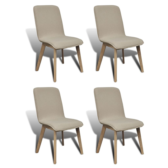 vidaXL spisebordsstole 4 stk. beige stof massivt egetræ
