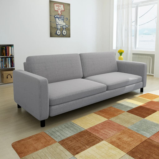 vidaXL 3-personers sofa i lysegråt stof