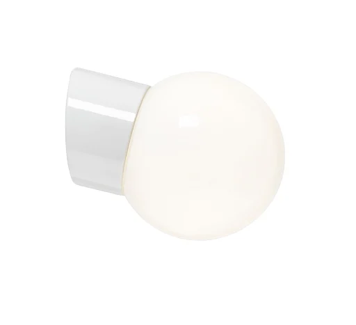 Veggarmatur Classic Glob, E27, skråstilt, hvit, IP54
