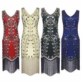 Den store Gatsby Charleston Retro / vintage De livlige 20-årene 1920-tallet Cocktail Kjole Vintage kjole Flapper kjole Ballkjole Halloween Kostumer Ballkjoler