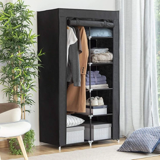 Bærbar Garderobe, 165 x 87 cm - Sort