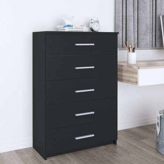 vidaXL kommode 71x35x108 cm spånplade sort