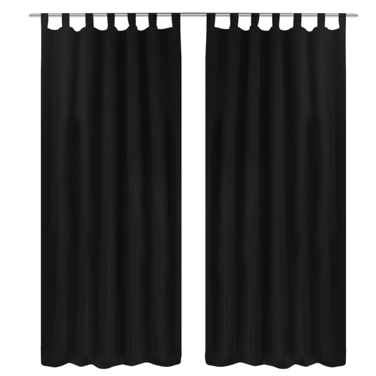 Gardiner i mikro-satin med løkker 2 stk. 140 x 245 cm sort