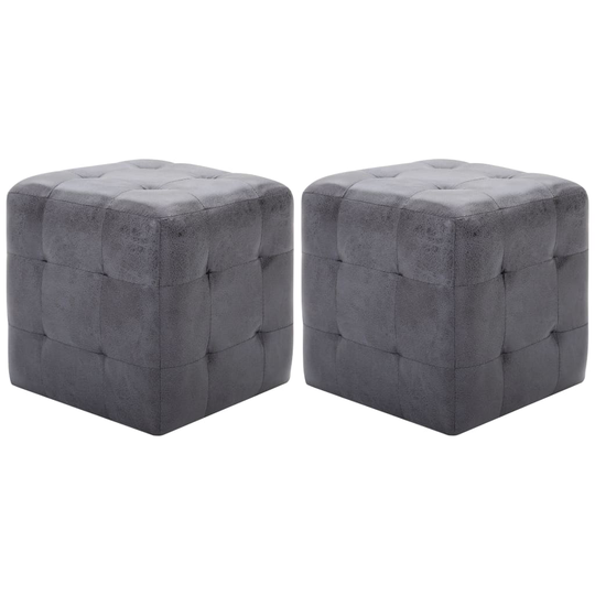 vidaXL sengeskabe 2 stk. 30 x 30 x 30 cm imiteret ruskind grå