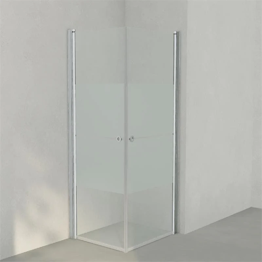 INR Iconic Nordic Rooms Dusjhjørne Linc Angel Original, Frostet/stripe Glass Matt Aluminium / 70x80cm Stripe
