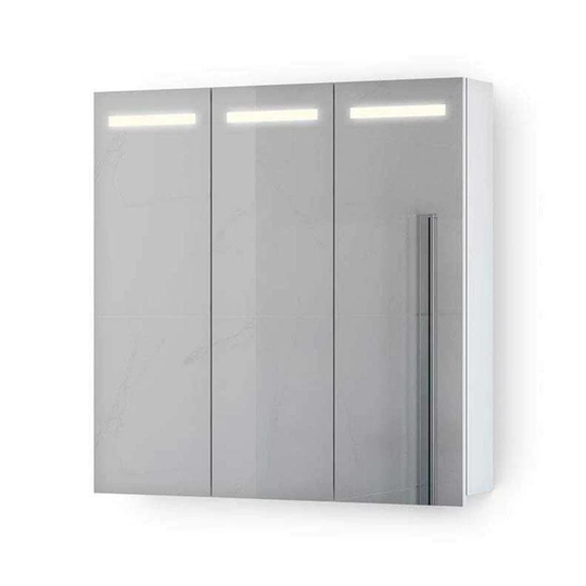 Vikingbad Ida Speilskap M/led, Stikk og Innvendig Speil - B(50-120)Xh80xd46cm Hvit Matt / 80cm