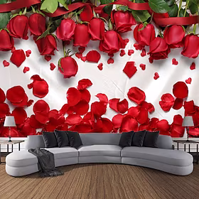 valentinsdag romantisk rose landskap billedvev kunst dekorativt teppe gardin hengende familie soverom stue dekorasjon