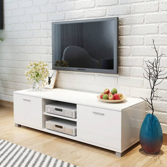 vidaXL tv-bord 140x40,3x34,7 cm højglanshvid