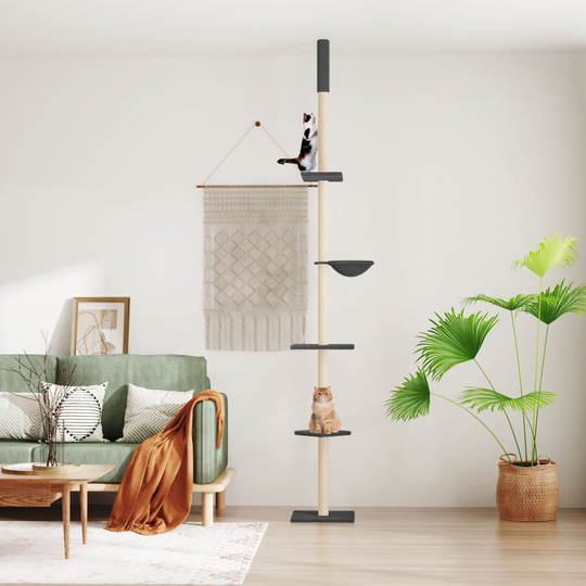 vidaXL kradsetræ fra gulv til loft 263,5-289,5 cm mørkegrå