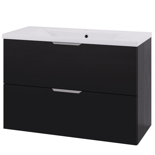 Linn Bad Selma Glatt 2 Skuffer Eikefiner D45cm Servantskap Svart eik / 100cm Senter