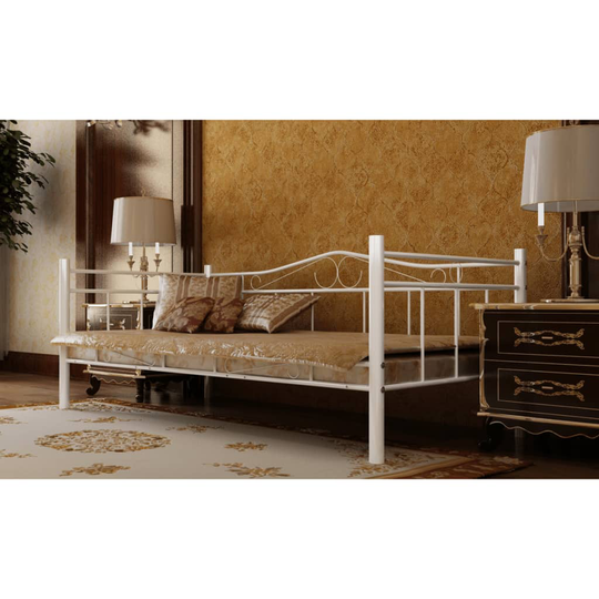 vidaXL daybed med madras 90x200 cm metal hvid