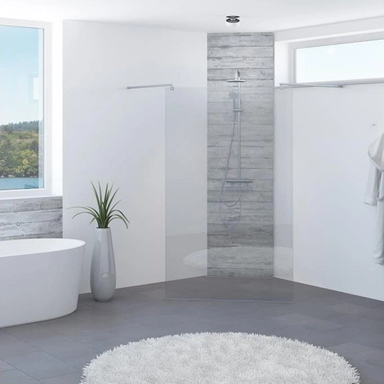 Vikingbad Mats Glassfelt Rett H193cm - Uten Veggprofil 60cm / Klart Glass