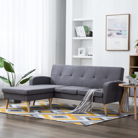 vidaXL L-formet sofa i stofbetræk 186 x 136 x 79 cm lysegrå