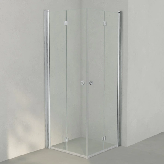 INR Iconic Nordic Rooms Dusjhjørne Linc Angel Flex Original Matt Aluminium / 80x80cm Klart Glass
