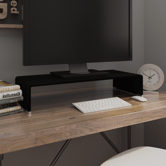 vidaXL TV-stander/monitorstand sort glas 70x30x13 cm