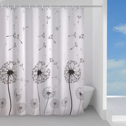Hefe dusjforheng 120x200 cm, Sort blomst
