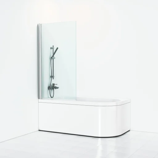 Svedbergs Skoga skjermvegg badekar 80 cm, klart glass/blank alu