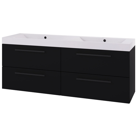 Linn Bad Ingrid D45cm Servantskap Svart Matt / 160cm Dobbel 4 Skuffer
