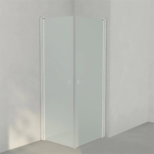 INR Iconic Nordic Rooms Dusjhjørne Linc Angel Original, Frostet/stripe Glass Hvit Matt / 70x80cm Frostet