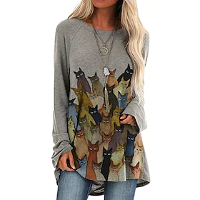 Dame T skjortekjole Skiftkjole Mini kjole Vin Blå Grå Langermet Dyr Lapper Høst Vår Crew-hals Varmt Vinter kjole Daglig Høst kjole Løstsittende 2023 S M L XL X
