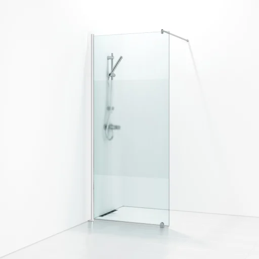 Svedbergs Skoga dusjvegg 80 cm, halvfrostet glass/matt hvit