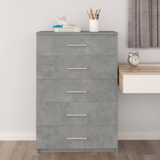 vidaXL kommode 71x35x108 cm spånplade betongrå