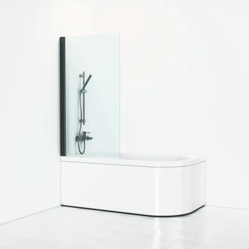 Svedbergs Skoga skjermvegg badekar 80 cm, klart glass/matt sort