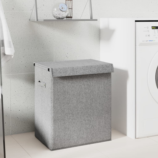 vidaXL foldbar vasketøjskurv 51x34,5x59 cm kunstigt linned grå