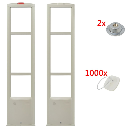 vidaXL RF-antennesystem med alarmbrikker og alarmbrikfjernere 8,2 MHz hvid